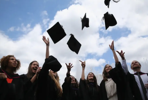 Graduation image of caps in the air